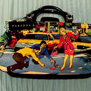 Cute new York inspired new handbag with black wooden handles